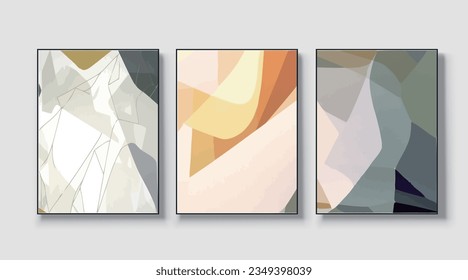 Abstrakter geometrischer Kunstdruck. Vektordesign, ein Set aus drei Wandkunst, Tapete