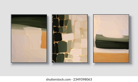 Abstract geometric art print. Vector design, a set of three wall art, wallpaper
