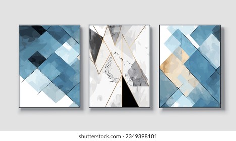 Abstract geometric art print. Vector design, a set of three wall art, wallpaper