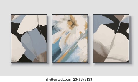 Abstract geometric art print. Vector design, a set of three wall art, wallpaper