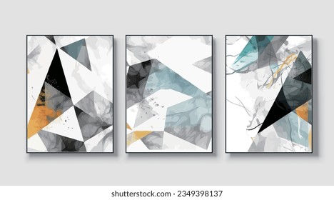 Abstract geometric art print. Vector design, a set of three wall art, wallpaper