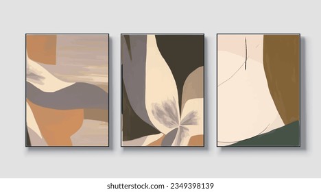 Abstract geometric art print. Vector design, a set of three wall art, wallpaper