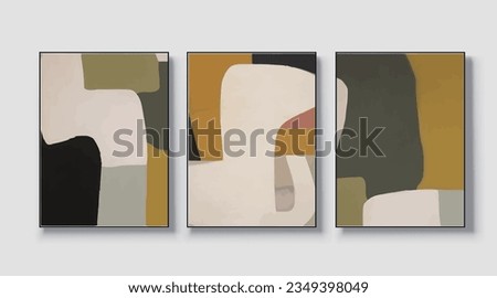 Abstract geometric art print. Vector design, a set of three wall art, wallpaper