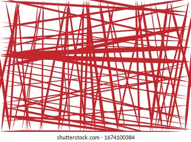 Abstrakte geometrische Kunst mit zufälligen, chaotischen Linien. Gerader Kreuz, Schnittlinienstruktur, Streifen-Muster