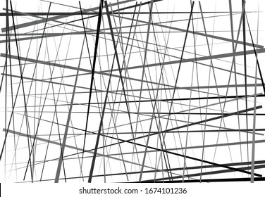 Abstract geometric art with random, chaotic lines. Straight crossing, intersecting lines texture, stripes pattern