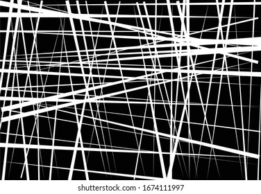 Arte geométrico abstracto con líneas caóticas y aleatorias. Cruce recto, textura de líneas entrelazadas, patrón de rayas
