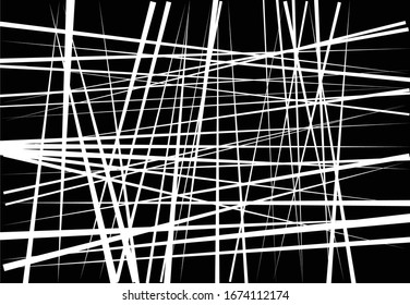 Abstract geometric art with random, chaotic lines. Straight crossing, intersecting lines texture, stripes pattern