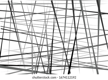 Abstract geometric art with random, chaotic lines. Straight crossing, intersecting lines texture, stripes pattern