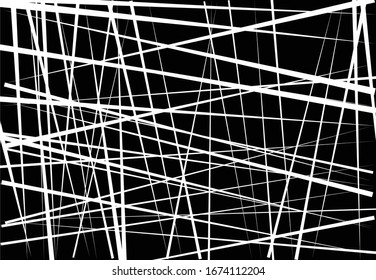 Arte geométrico abstracto con líneas caóticas y aleatorias. Cruce recto, textura de líneas entrelazadas, patrón de rayas