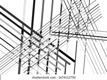 Abstract geometric art with random, chaotic lines. Straight crossing, intersecting lines texture, stripes pattern
