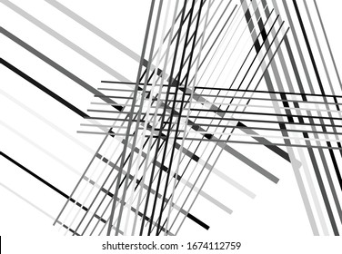 Abstract geometric art with random, chaotic lines. Straight crossing, intersecting lines texture, stripes pattern