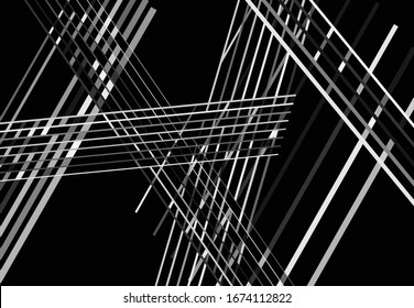 Abstract geometric art with random, chaotic lines. Straight crossing, intersecting lines texture, stripes pattern