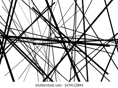 Abstract geometric art with random, chaotic lines. Straight crossing, intersecting lines texture, stripes pattern