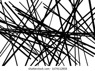 Arte geométrico abstracto con líneas caóticas y aleatorias. Cruce recto, textura de líneas entrelazadas, patrón de rayas