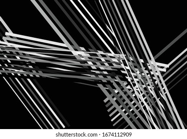 Abstract geometric art with random, chaotic lines. Straight crossing, intersecting lines texture, stripes pattern