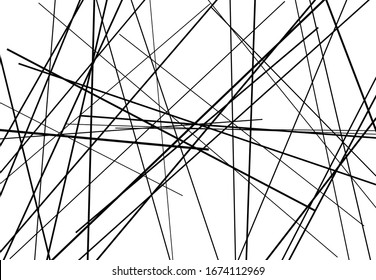 Abstract geometric art with random, chaotic lines. Straight crossing, intersecting lines texture, stripes pattern