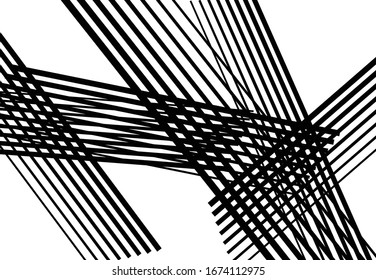 Abstract geometric art with random, chaotic lines. Straight crossing, intersecting lines texture, stripes pattern