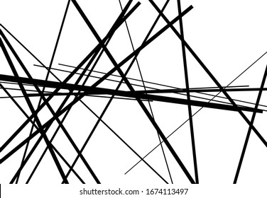 Abstract geometric art with random, chaotic lines. Straight crossing, intersecting lines texture, stripes pattern