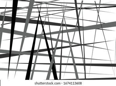 Abstract geometric art with random, chaotic lines. Straight crossing, intersecting lines texture, stripes pattern
