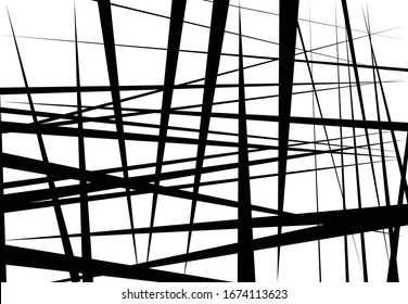 Abstract geometric art with random, chaotic lines. Straight crossing, intersecting lines texture, stripes pattern