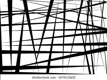 Abstract geometric art with random, chaotic lines. Straight crossing, intersecting lines texture, stripes pattern