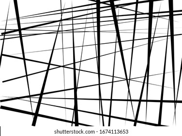 Abstract geometric art with random, chaotic lines. Straight crossing, intersecting lines texture, stripes pattern