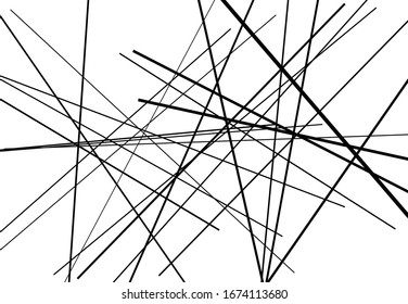 Abstract geometric art with random, chaotic lines. Straight crossing, intersecting lines texture, stripes pattern