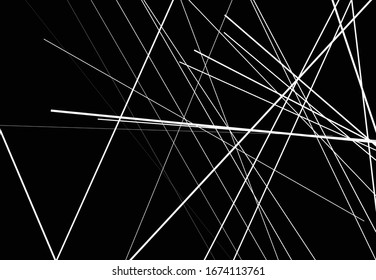 Abstract geometric art with random, chaotic lines. Straight crossing, intersecting lines texture, stripes pattern