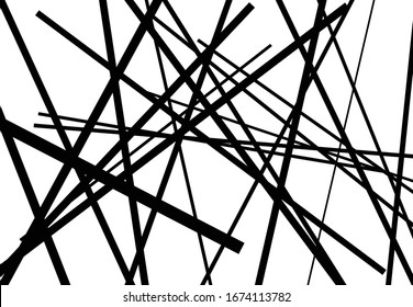 Abstract geometric art with random, chaotic lines. Straight crossing, intersecting lines texture, stripes pattern