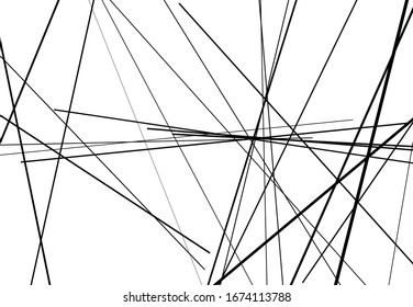 Abstract geometric art with random, chaotic lines. Straight crossing, intersecting lines texture, stripes pattern