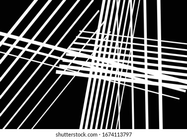 Abstract geometric art with random, chaotic lines. Straight crossing, intersecting lines texture, stripes pattern