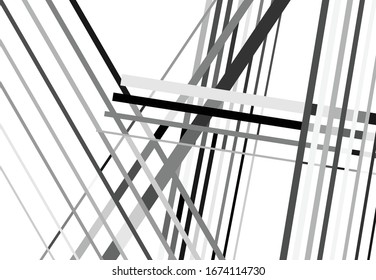 Abstract geometric art with random, chaotic lines. Straight crossing, intersecting lines texture, stripes pattern