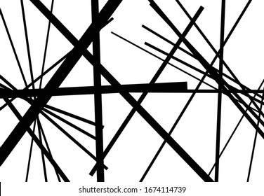 Abstract geometric art with random, chaotic lines. Straight crossing, intersecting lines texture, stripes pattern