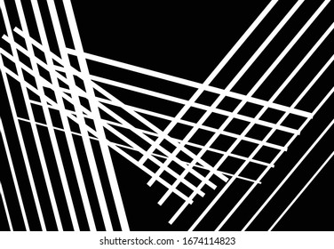 Abstract geometric art with random, chaotic lines. Straight crossing, intersecting lines texture, stripes pattern