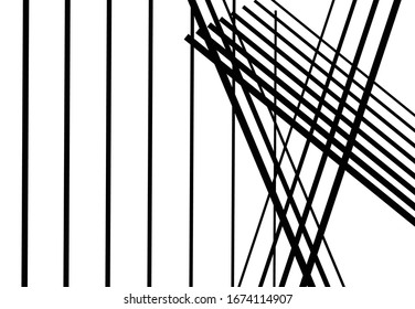 Abstract geometric art with random, chaotic lines. Straight crossing, intersecting lines texture, stripes pattern