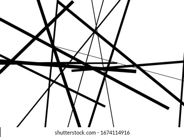 Abstract geometric art with random, chaotic lines. Straight crossing, intersecting lines texture, stripes pattern