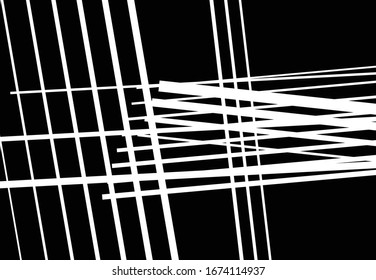 Abstract geometric art with random, chaotic lines. Straight crossing, intersecting lines texture, stripes pattern