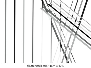 Abstrakte geometrische Kunst mit zufälligen, chaotischen Linien. Gerader Kreuz, Schnittlinienstruktur, Streifen-Muster