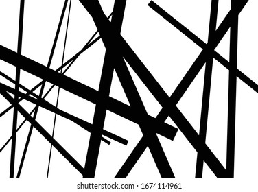 Abstract geometric art with random, chaotic lines. Straight crossing, intersecting lines texture, stripes pattern