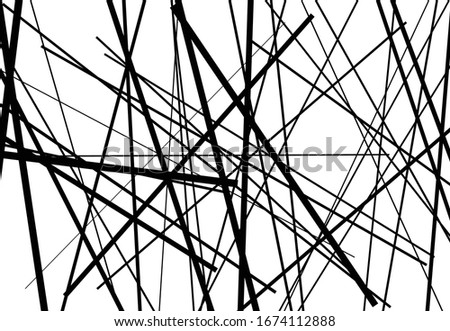 Abstract geometric art with random, chaotic lines. Straight crossing, intersecting lines texture, stripes pattern
