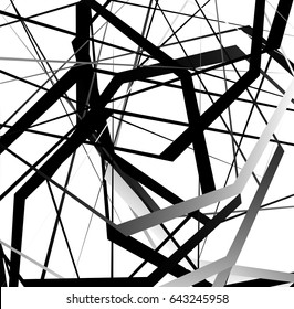Abstract geometric art with random, scattered shapes