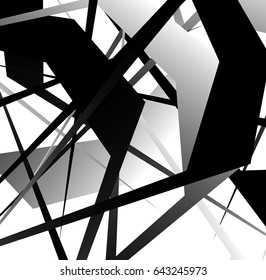 Abstract geometric art with random, scattered shapes