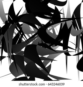 Abstract geometric art with random, scattered shapes