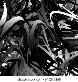 Abstract geometric art with random, scattered shapes