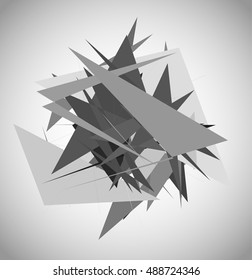 Abstract geometric art with random, unsettled edgy shapes