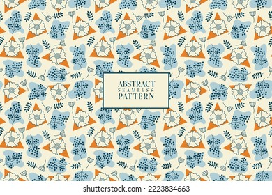 Abstract geometric art style floral seamless repeat pattern