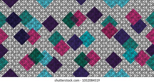 Abstract geometric art woven pattern. Can be used for wallpaper, pattern fills, textile, web page background, surface textures, Image for advertising booklets, banners.
