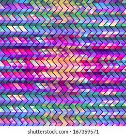 Abstract geometric art zigzag background with shiny pastel retro style colors