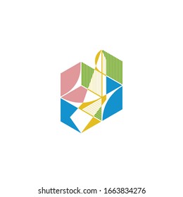 Abstraktes geometrisches künstlerisches Logo-Design-Konzept. Vektorillustration-Illustrationsvorlage