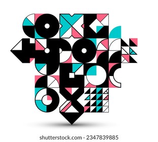 Abstrakter geometrischer, künstlerischer Vektorhintergrund, Bauhaus-Tapete mit Kreisdreiecken und -linien, geometrische Abstraktion von Musterbildern.